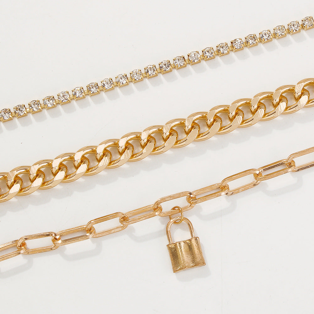 Womens Geometric Bracelet Set Golden Metal Alloy Claw Chain Jewelry European Fashion Electroplating Style Metal