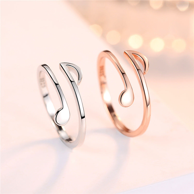 Women 925 Silver Ring Hollow Geometric Open Adjustable Band Korean Style Rose Gold White Gold Anniversary Gift