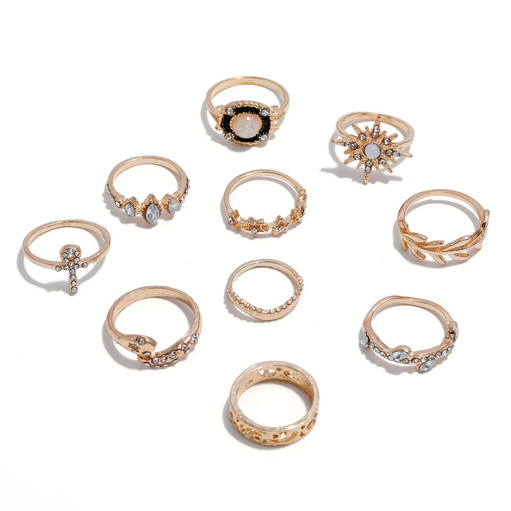 Metal Zircon Ring Set Alloy Jewelry One Size Pack Of Rings For Women Gift Elegant Jewelry For Women Gift Ideas