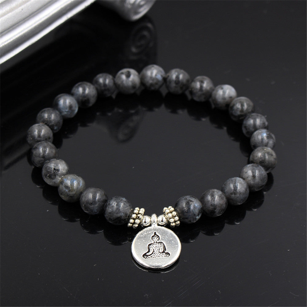 Unisex Glitter Stone Bracelet Lotus Pendant Tree Of Life Yoga Vintage Alloy Elastic Jewelry Retro Fashion Yoga