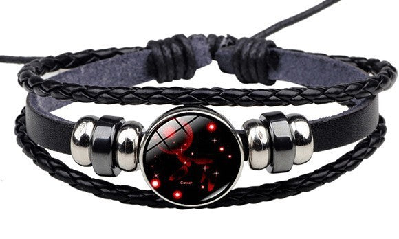 Couples Woven Leather Bracelet Vintage Constellation Design Zodiac Gift For Anniversary Travel Keepsake Gift Box Ready