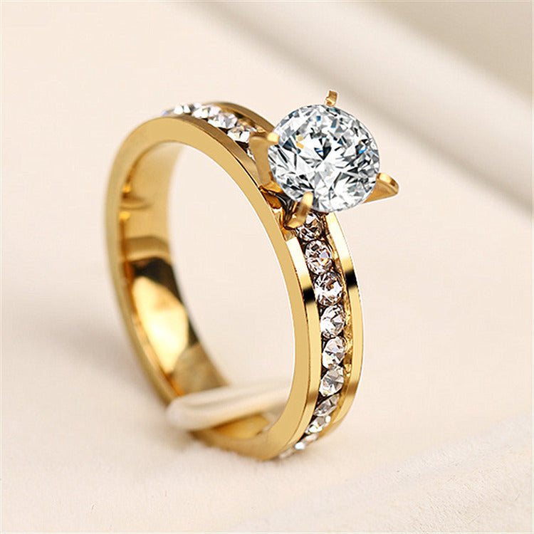 Women Full Diamond Ring Geometric Design White Gold Plated Fashion Statement Band For Her Elegant Jewelry Gift