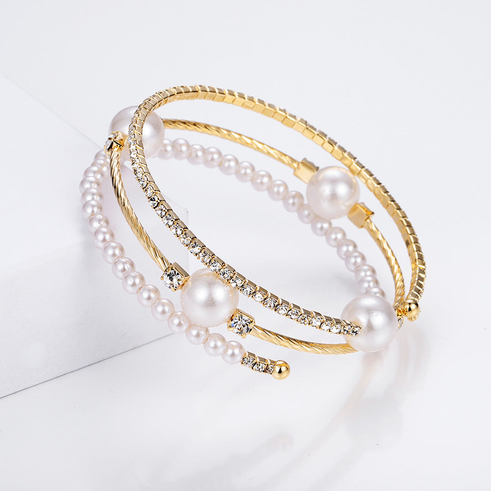 Womens Crystal Rhinestone Geometric Alloy Bangle Bracelet for Anniversary Celebrations and Trade Fairs Employee Gifts