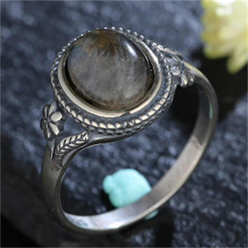 Womens Fashion Ring Vintage Inspired Copper Ring Aquamarine Tiger Eye Turquoise Geometric Egg Everyday Wear And Style