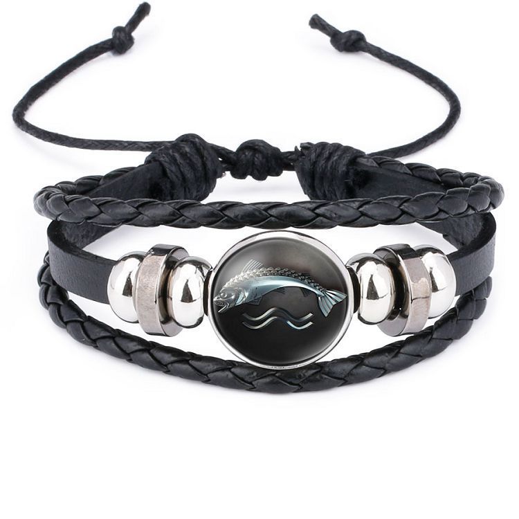 Unisex Leather Bracelets Animal Zodiac Design Woven Rope Wristband Individually Packed for Men and Women Style