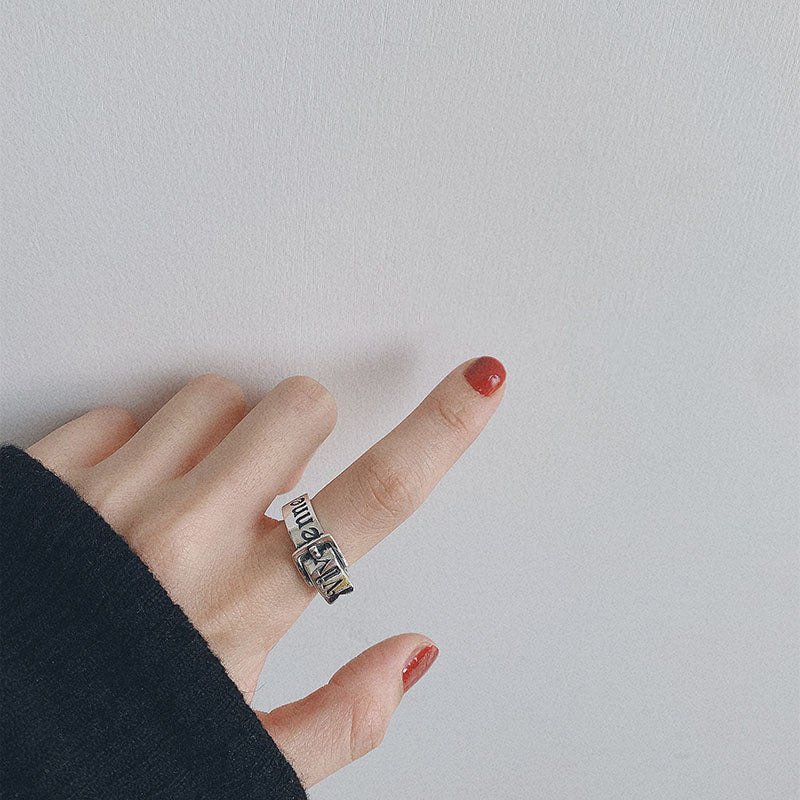 Vintage Silver Letter Ring For Women Unisex Accessory Copper Alloy Jewelry Gift With Elegant Design Gift Ready