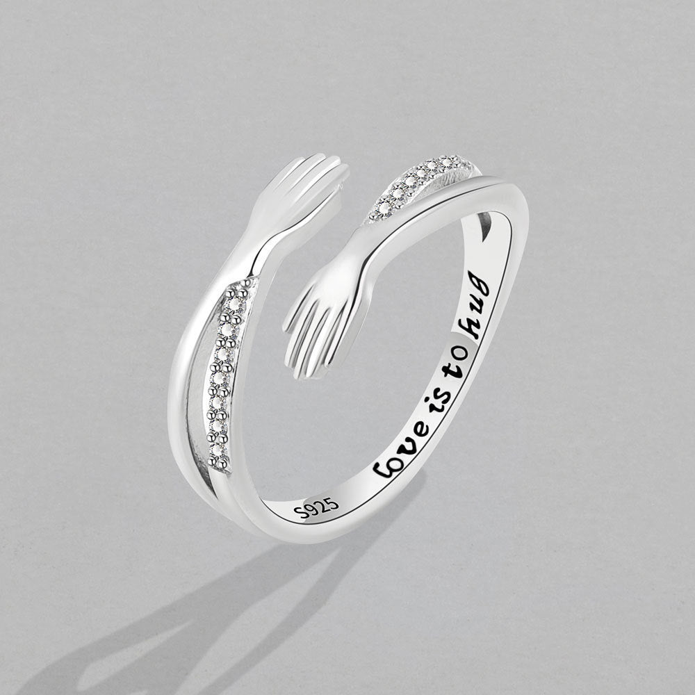 Womens Gold Plated Open Mouth Embrace Ring Diamond Accent Creative Hand Design Jewelry For Her Always In Style