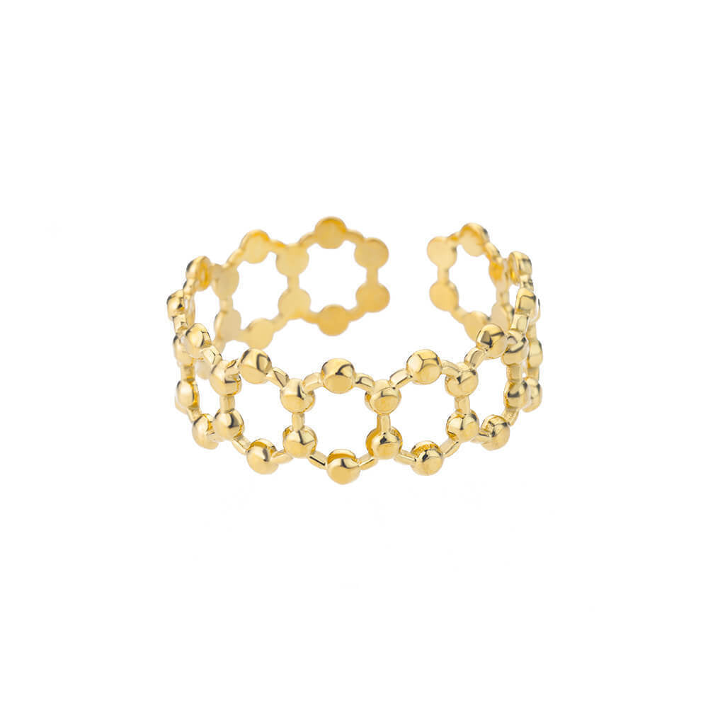 Womens Stainless Steel Ring Adjustable Geometric Open Ring Round Electroplated Jewelry for Women Everyday Wears