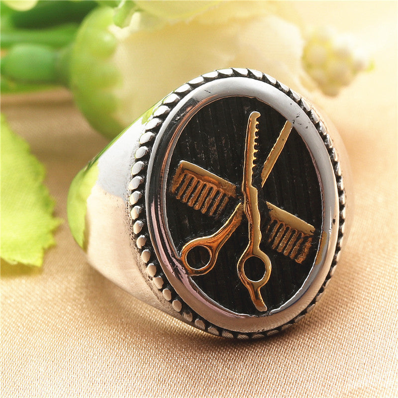Mens Titanium Steel Scissors Ring Retro Punk Style Trendy Polished Durable Fashion Jewelry For Everyday Wear For Men