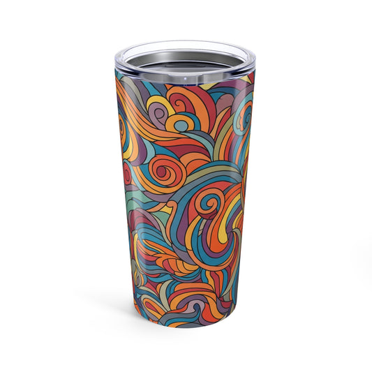20 Oz Steel Travel Mug With Printed Design Vacuum Insulated Double Wall Spill Resistant Thermal Cup For Hot