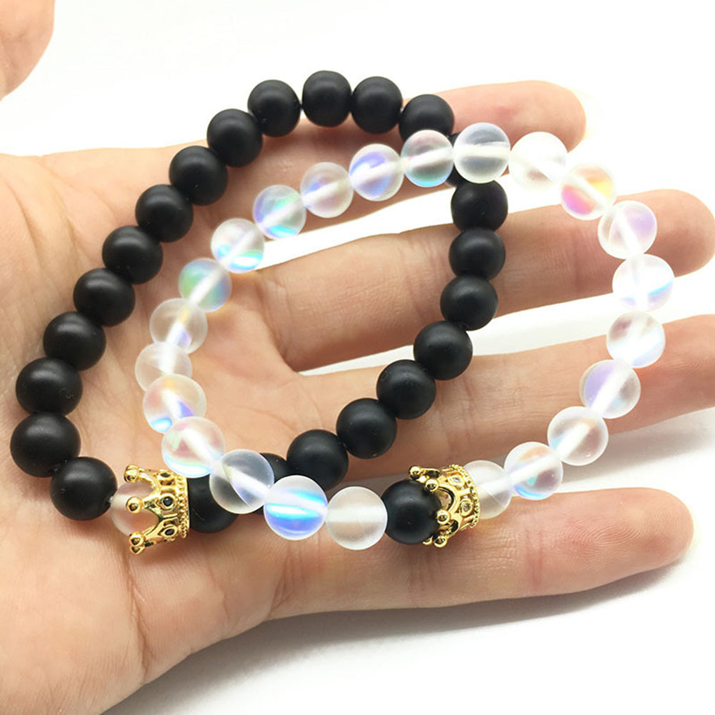 Unisex Constellation Glass Bead Bracelet 8mm Beads 19cm Length For Anniversary Gift Or Couple Opening Ceremony