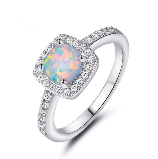 Opal Ring For Women And Girls Fashion Jewelry Metal Band Ring Elegant Gift Anniversary Present Pretty Ring For