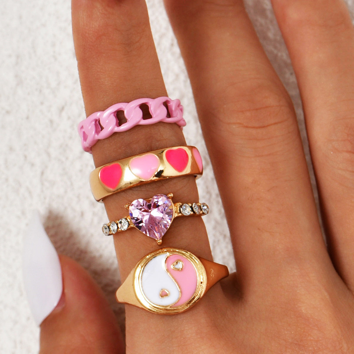 Womens Fashion Ring Set Irregular Zinc Alloy Electroplated Rings Trendy Stylish Rings For Women Wild Ring Ring