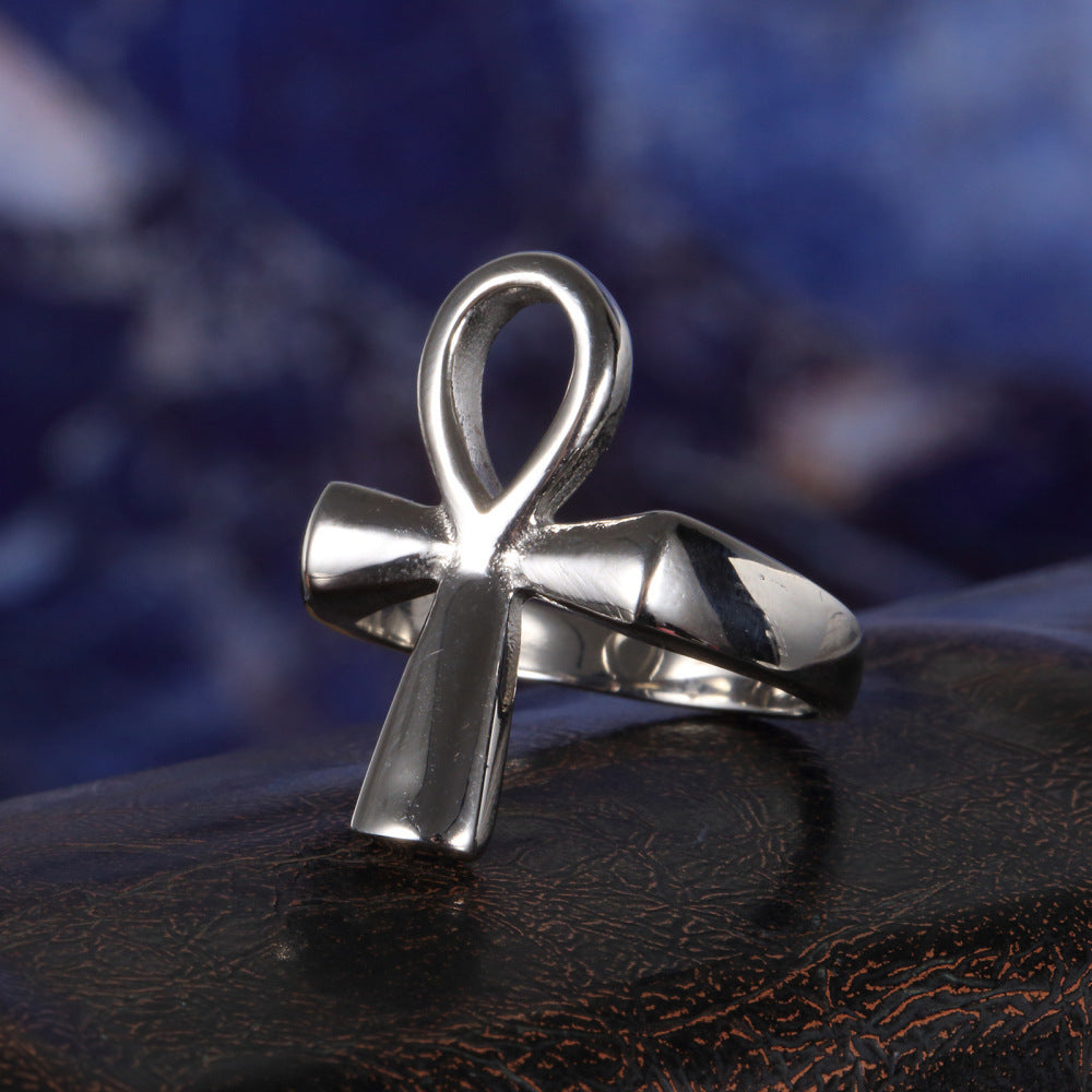 Stainless Steel Hollow Cross Ring Europe And America Fashion Jewelry Religious Band Ring Gift For Any Occasion