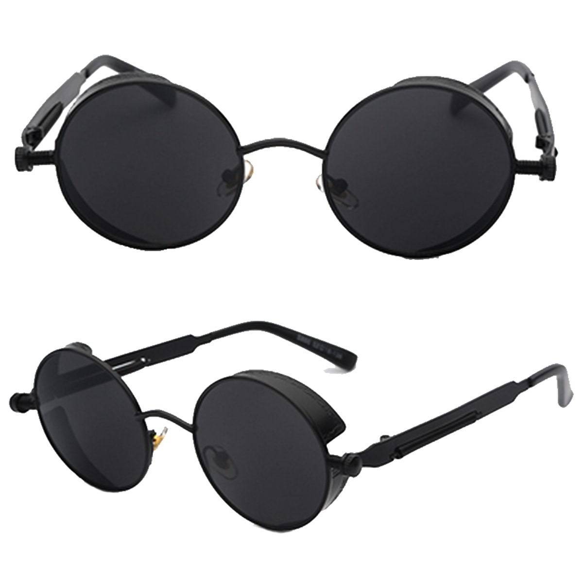 Vintage Round Sunglasses Metal Frame UV400 Protection High Definition Lenses Spring Hinges for Men Unisex Bold