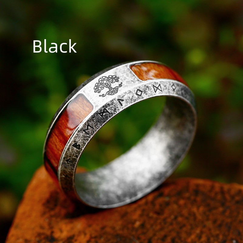 Titanium Steel Ring Vintage Ring For Men Retro Ring Antique Silver Black USSize 7 8 9 10 11 12 And13 Width 8MM