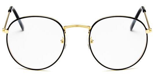 Retro Metal Frame Glasses Full Rim Flat Mirror Eyewear For Men And Women Zero Degree Trendy Fashionable Eyeglasses