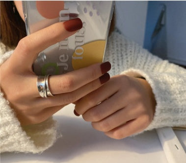 Vintage Copper Ring For Women Adjustable Geometric Design Thai Silver Plated Rounded Ring Jewelry Accessory Elegant Wear