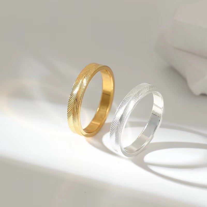 Stainless Steel Couples Rings Star Fashion Feather Wave Designs Ring Durable Everyday Wear For Stylish Couples