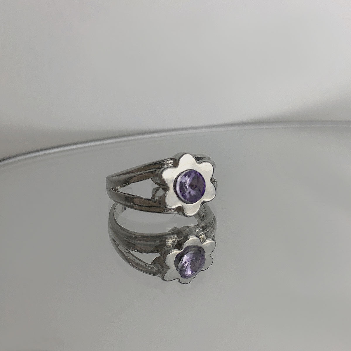 Womens Adjustable Alloy Ring Geometric Irregular Flower and Heart Shapes with Artificial Gemstone Inlay Fashion Jewelry