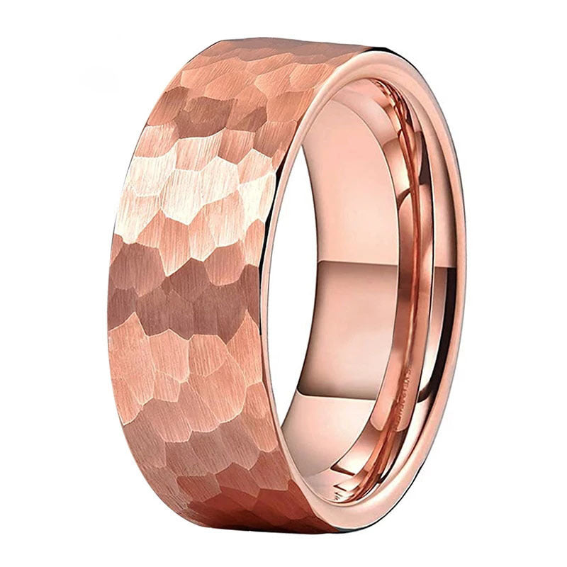 Mens Tungsten Ring Rose Gold Finish 8mm Wide U Shape Comfort Fit Durable Band For Men Everyday Wear Daily Wear