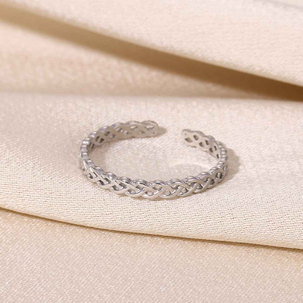 Women Adjustable Geometric Open Ring Copper Gold Finish