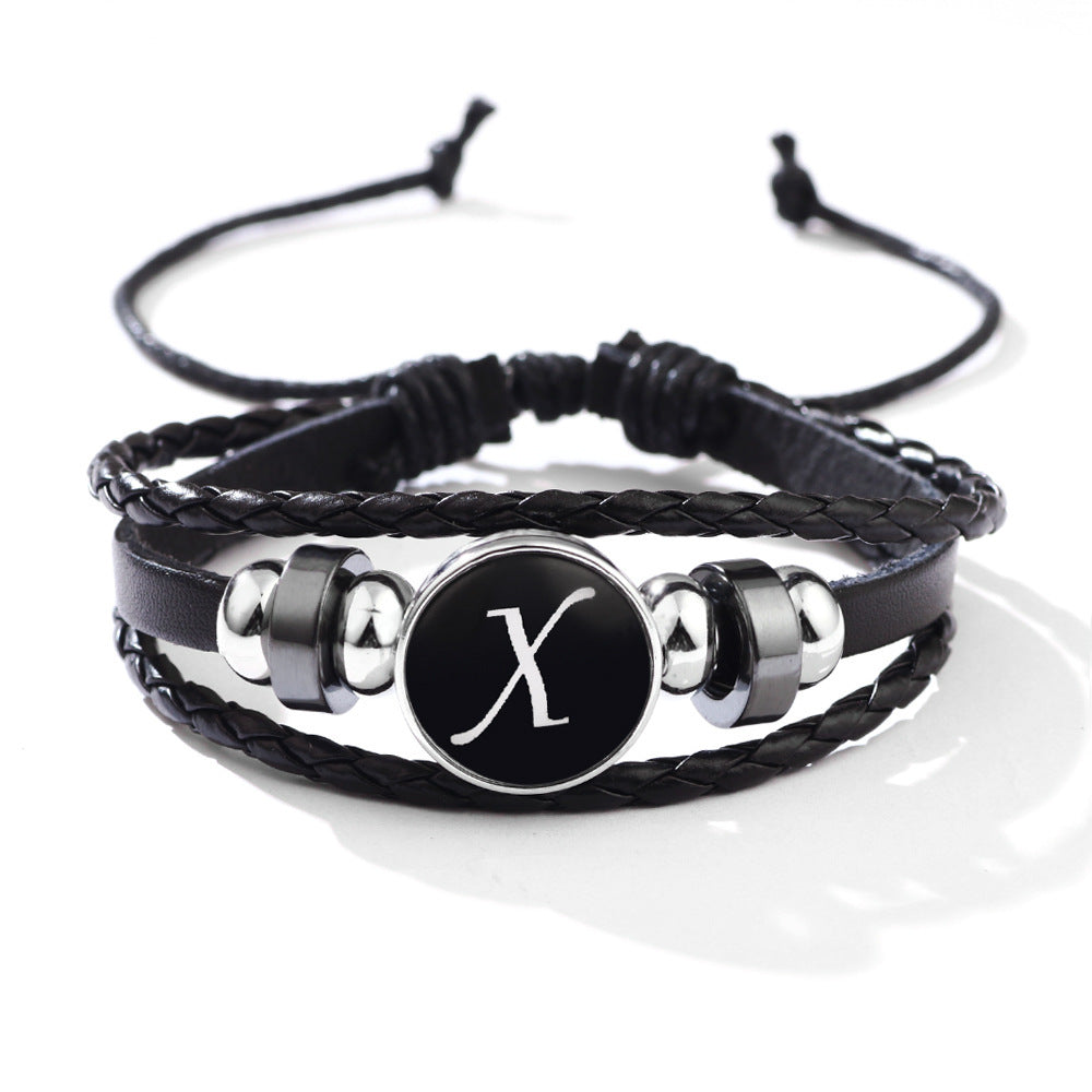 Womens Leather Bracelet With Initials Charm Adjustable Extension Classic Jewelry For Women And Girls For Women