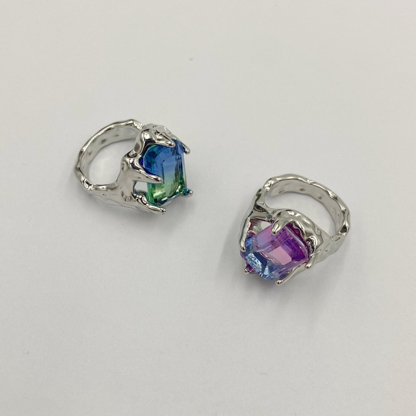 Unisex Retro Rhinestone Ring Metal Copper Plated Zircon Diamonds Irregular Design Pink Purple Blue Green Jewelry