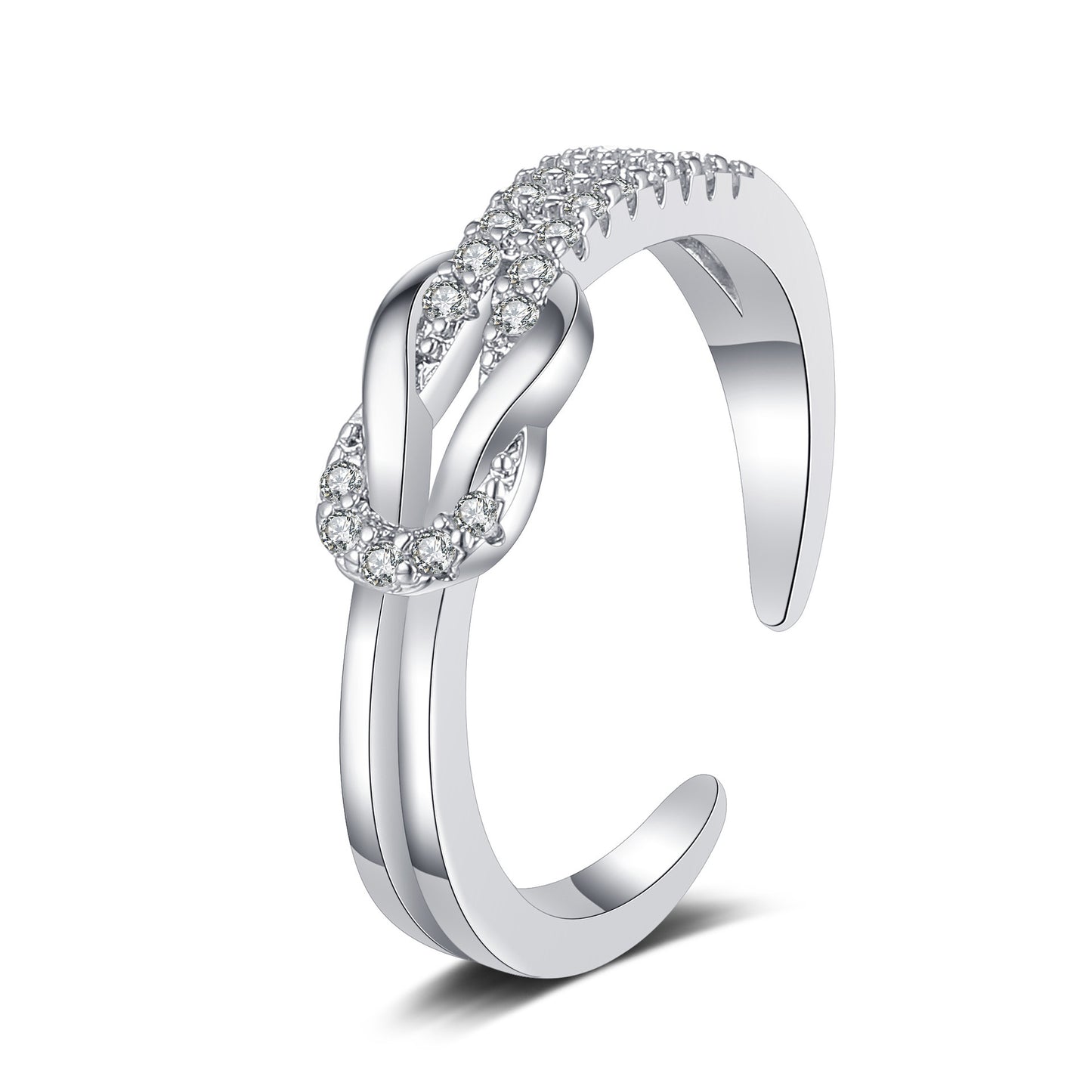 Open Adjustable Geometric Copper Ring With Platinum Finish For Women Gift For Her Classic Jewelry Accessory Gift