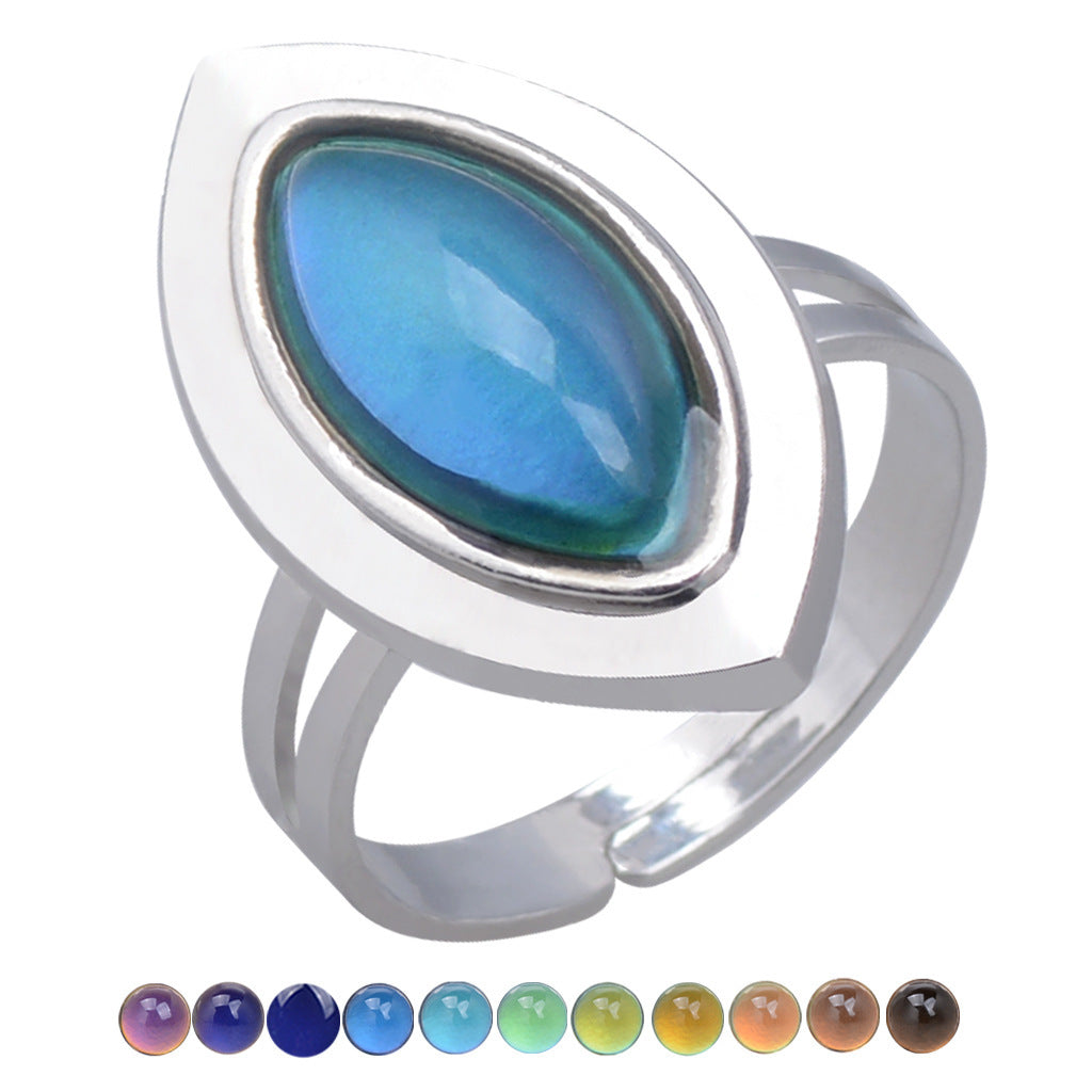 Womens Adjustable Ring With Drop Shape Gemstone Electroplated Zinc Alloy Metal Acrylic Gem Retro Palace Flower