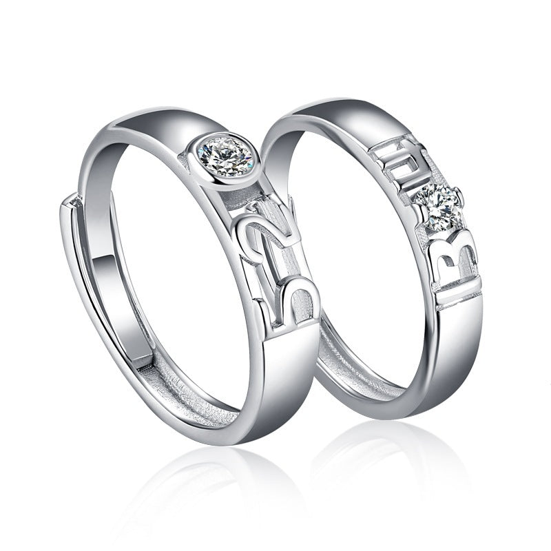 Sterling Silver Couple Rings For Women Elegant Open Design Fashion Jewelry Love Eternal Valentines Day Gift Set