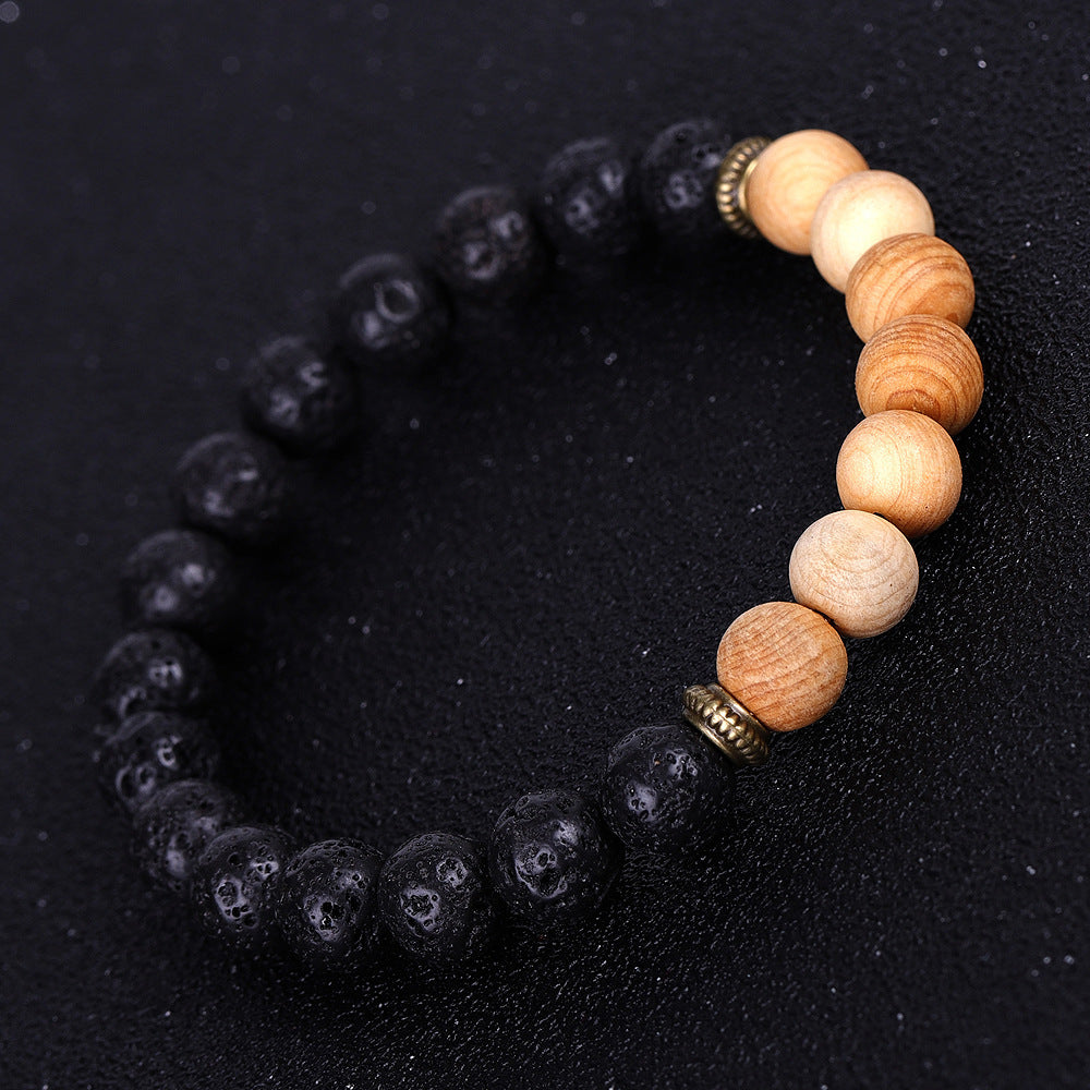 Natural Stone Guardian Lucky Stone Bracelet With Lava Beads And Wood Beads For Men And Women Religion Totemism