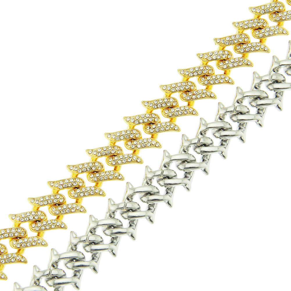 Mens Hip Hop Bracelet Geometric Diamond Inlaid Alloy Jewelry Gold Color Silver For Men Modern Styles Accessory