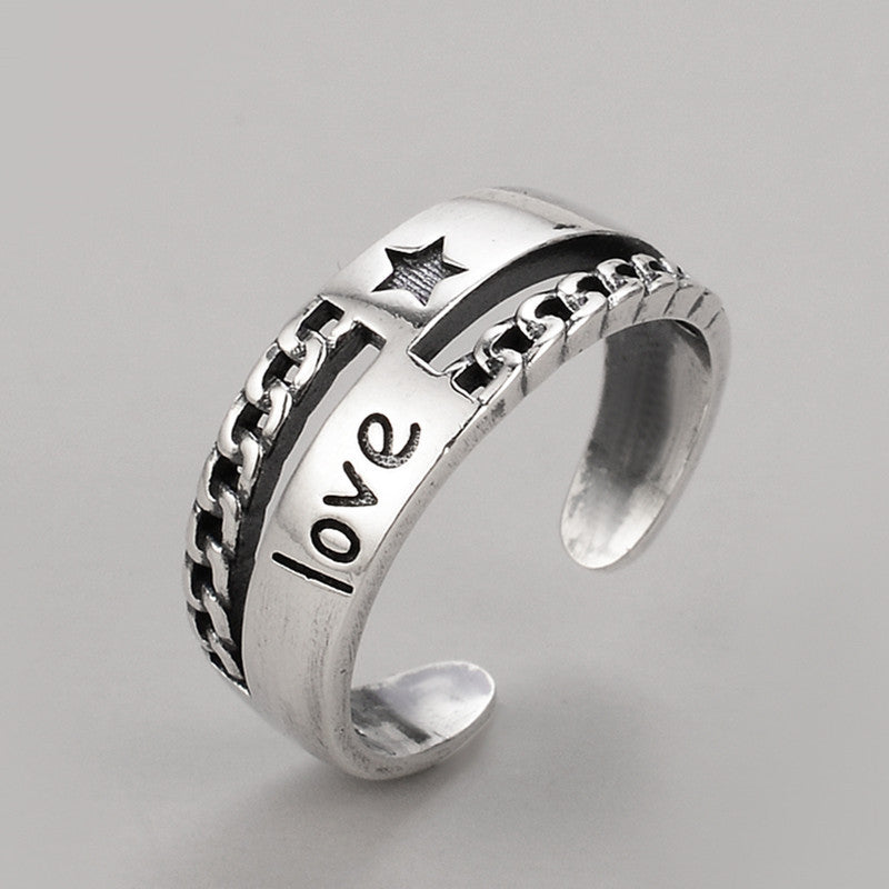 Smiley Face Ring Adjustable S925 Silver Open Ring Trendy Retro Y2K Jewelry Fun Statement Ring For Women Teen Girls