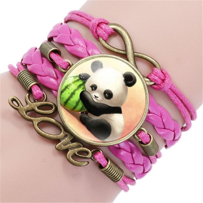 Unisex Woven Bracelet Multi Layer Design Artificial Leather And Glass Geometric Jewelry National Style Edition