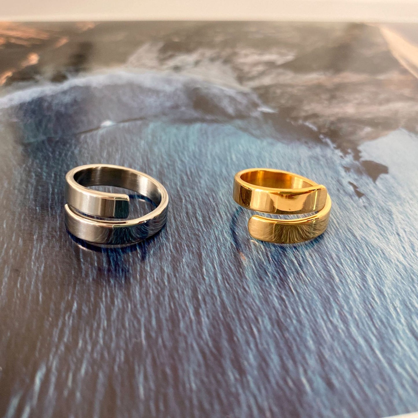 Matching Couple Rings Stainless Steel Geometric Electroplated Durable Simple Fashion Jewelry For Unisex Kit Set