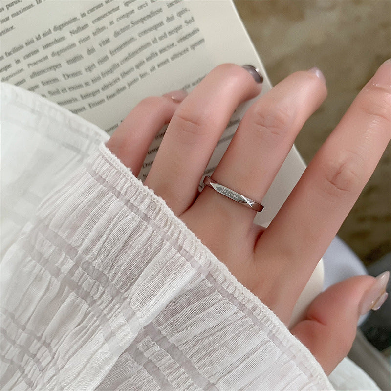 Womens Titanium Steel Ring I Love You Geometric Electroplated Promise Engagement Wedding Anniversary Gift Gift