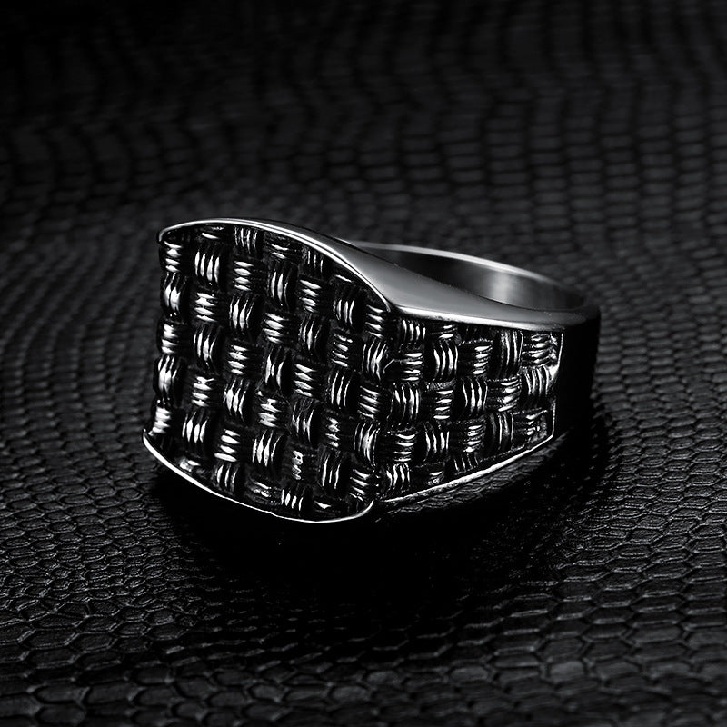 Vintage Mesh Woven Titanium Steel Ring For Men Skull Pattern Unisex 8mm Band Durable Everyday Wear Style Today