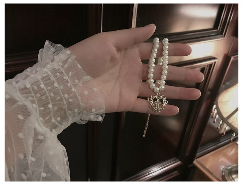 Mother Of Pearl Necklace With Alloy Chain Elegant Pendant And Sparkling Gems Individually Packed Jewelry Gift Gems