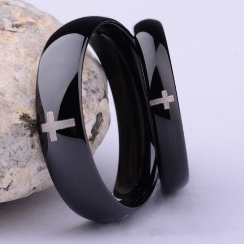 Unisex Stainless Steel Geometric Cross Ring Simple Couple Ring Fashionable Durable Statement Jewelry Birthday Gift