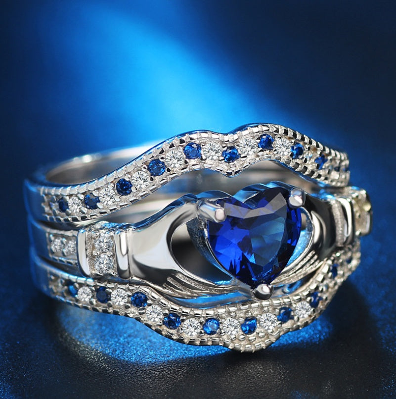 Love Heart Zircon Ring For Women Exaggerated Dazzling Brass Plated Jewelry Engagement Wedding Anniversary Gift