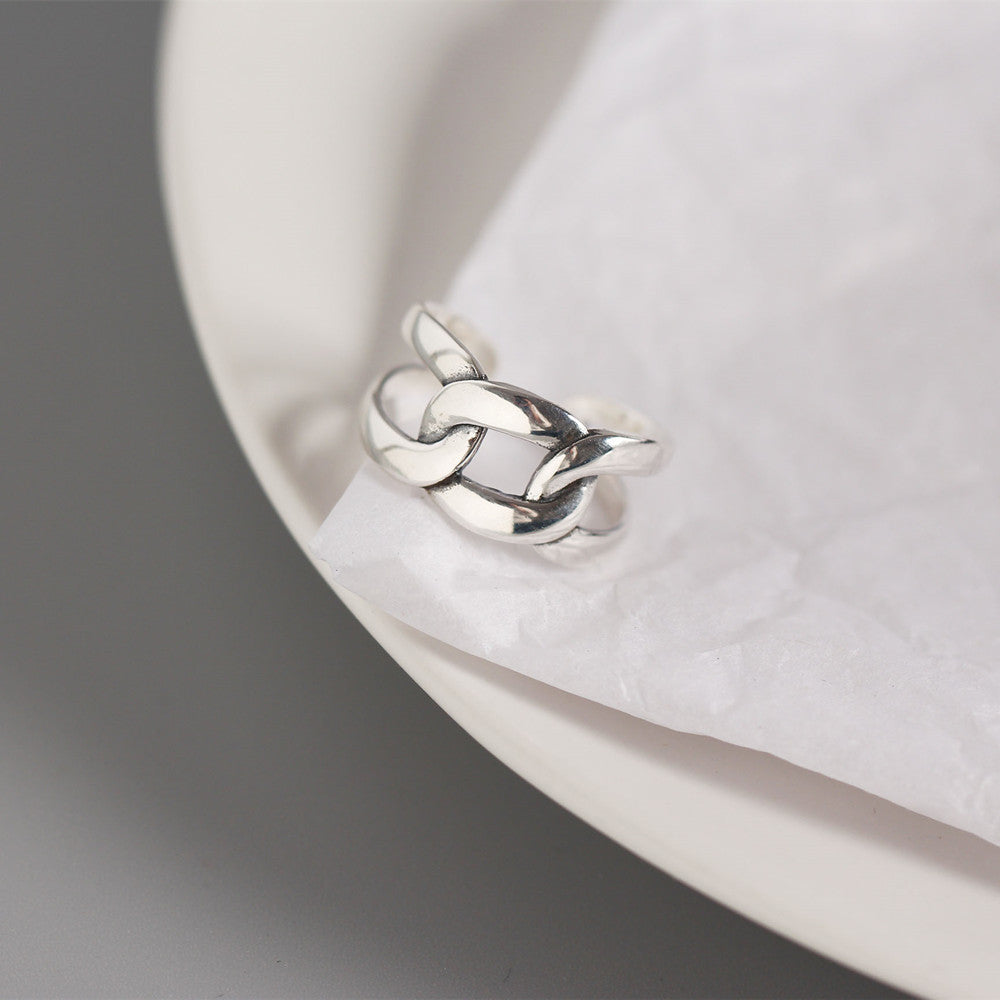 Minimalist Geometric Sterling Silver Ring 10mm Wide Surface Lightweight Korean Trend Jewelry Everyday Wear Now