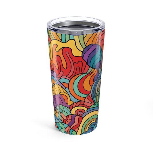 20 Oz Stainless Steel Printed Tumbler Double Wall Vacuum Insulation Travel Mug Spill Resistant Lid Dishwasher Safe