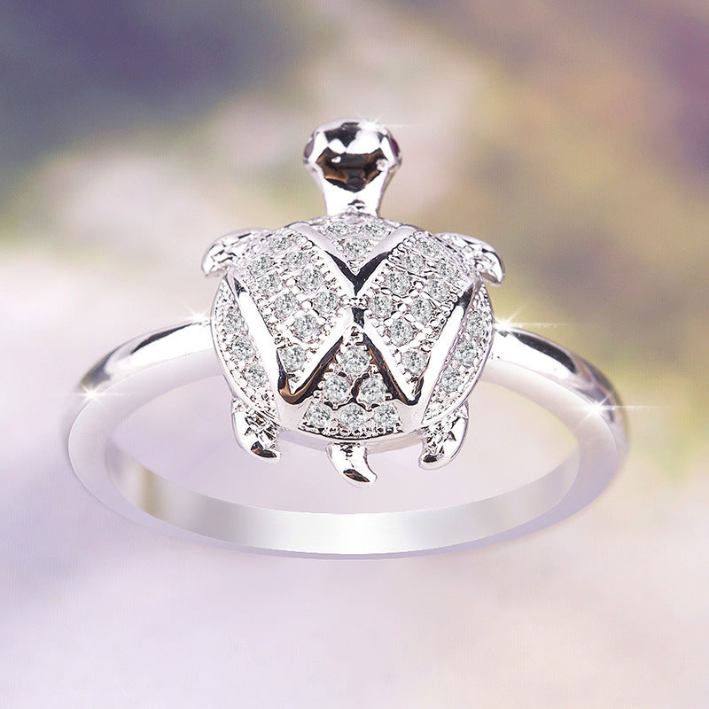 Geometric Copper Turtle Ring Gold Plated Zircon Gems Couple Ring Wedding Ring Electroplated Fashion Jewelry Up