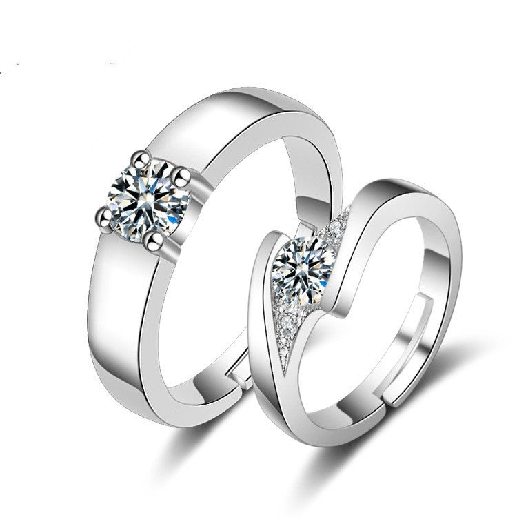 Womens Fashion Ring Elegant White Copper Electroplated Open Design Hand Jewelry Korean Style Stylish Accessory