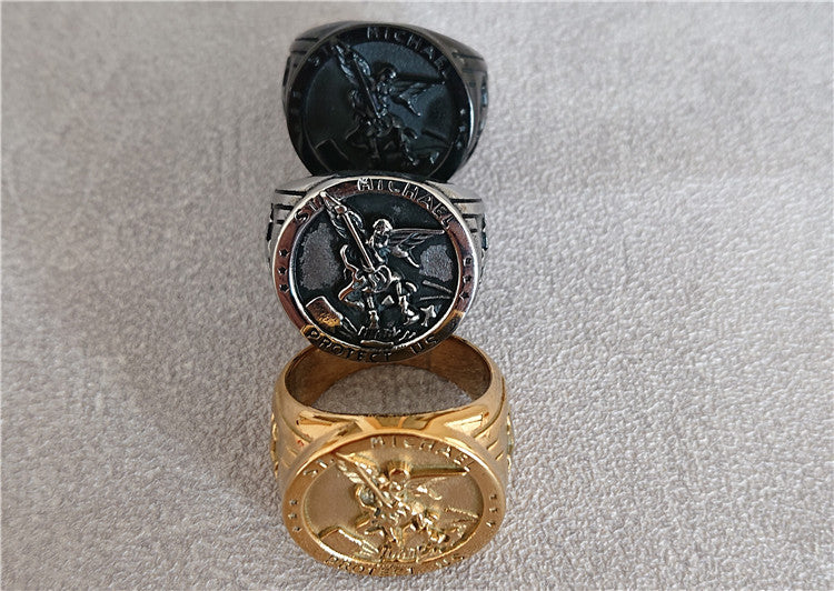 Stainless Steel Ring Holy War Angel Titanium Band Men