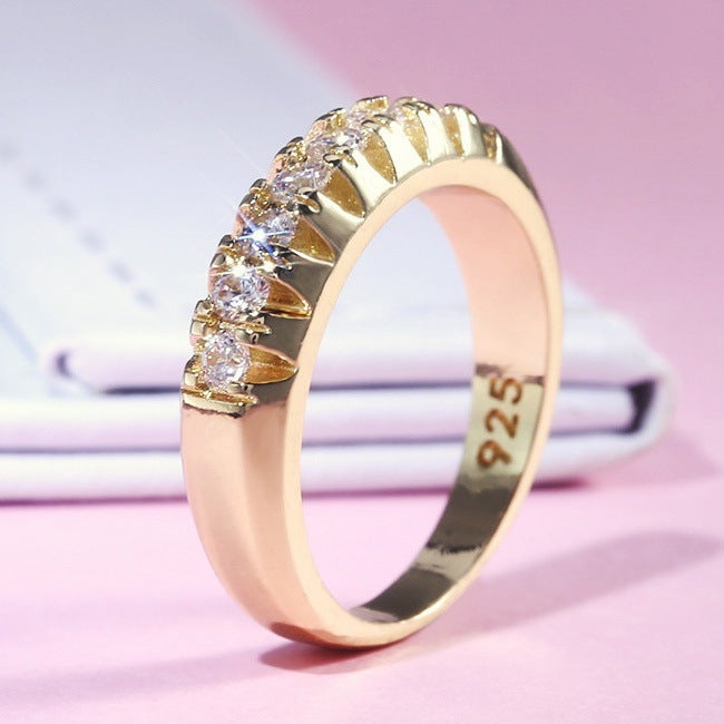 Gold Plated Alloy Ring Single Row Geometric Ring European American Fashion Exquisite Electroplated Ring Jewelry Style