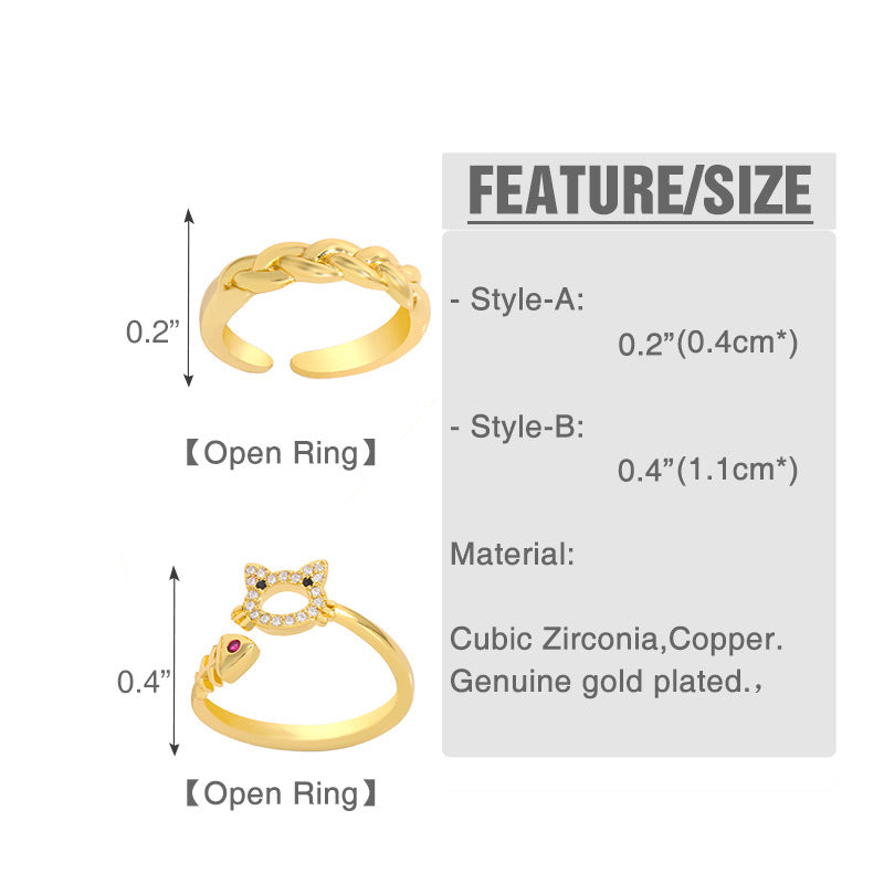 Geometric Copper Ring Electroplated Retro Design Thread Ring For Women Fashion Jewelry Statement Rings Shimmer