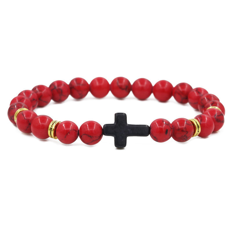Unisex Natural Stone Beaded Bracelet Alloy Accent 8mm Beads For Men And Women Color Variants Perfect Accessory