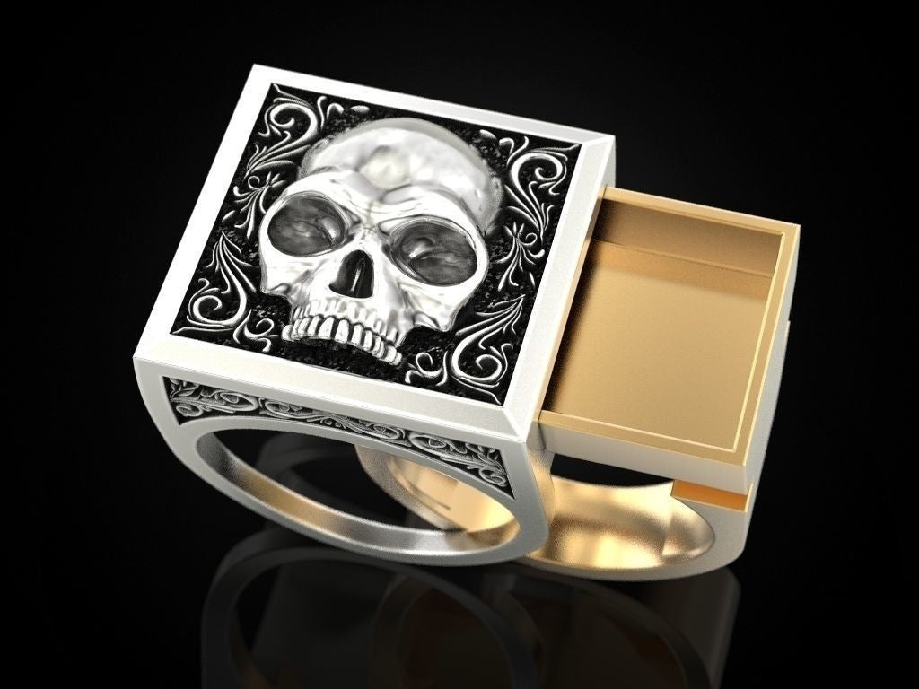 Electroplated Metal Skeleton Ring With Intricate Skull Design European And American Statement Ring Skull Rings